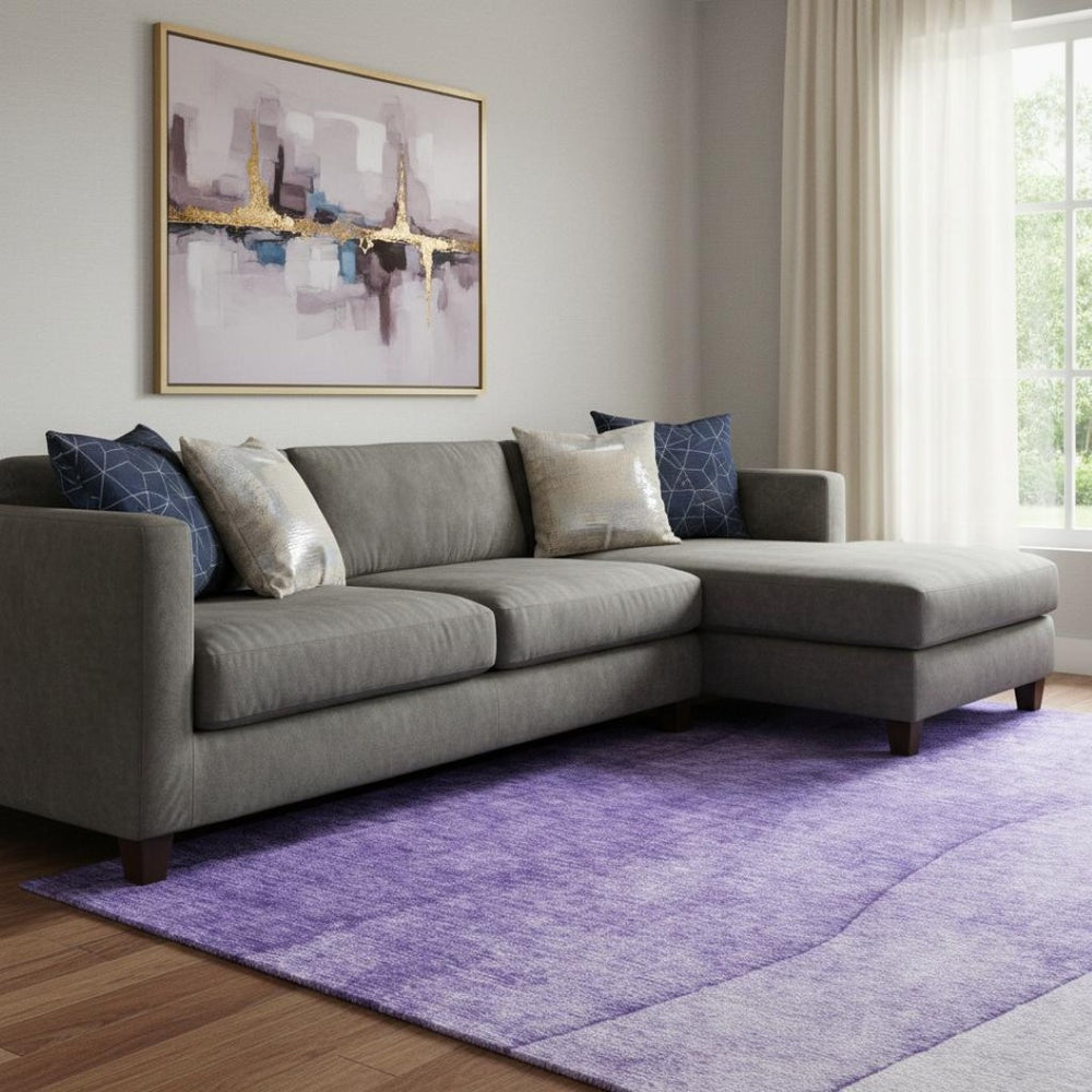 HomeRoots 9' X 12' Ombre Purple and Ivory Area Rug - Washable, UV Protected, Stylish for Busy Homes & Families 652748