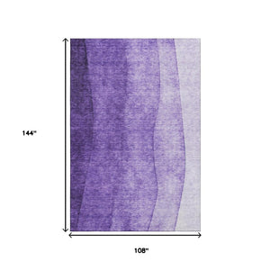 HomeRoots 9' X 12' Ombre Purple and Ivory Area Rug - Washable, UV Protected, Stylish for Busy Homes & Families 652748