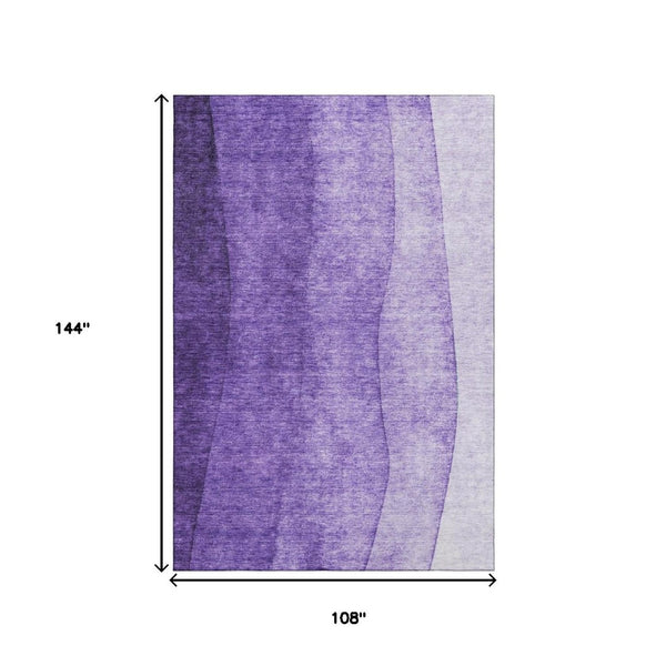 HomeRoots 9' X 12' Ombre Purple and Ivory Area Rug - Washable, UV Protected, Stylish for Busy Homes & Families 652748