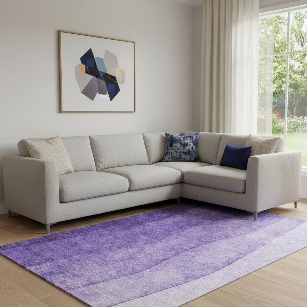 HomeRoots 10' Purple and Ivory Ombre Area Rug - Washable, UV Protected, Durable for Busy Homes & Stylish Spaces 652749