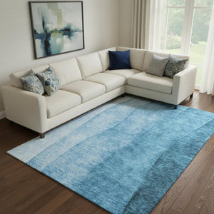 HomeRoots 8' X 10' Teal Ombre Area Rug - Washable, UV-Protected, Stain-Resistant, Perfect for Modern Spaces! 652753