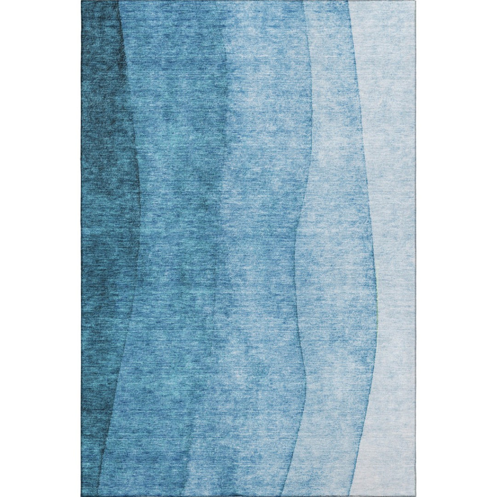 HomeRoots 10' X 14' Teal Ombre Area Rug – Washable, Stain-Resistant, UV Protected for Family Spaces & Style 652755