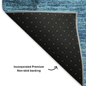 HomeRoots 10' X 14' Teal Ombre Area Rug – Washable, Stain-Resistant, UV Protected for Family Spaces & Style 652755