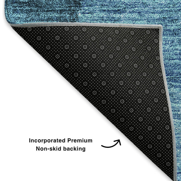 HomeRoots 10' X 14' Teal Ombre Area Rug – Washable, Stain-Resistant, UV Protected for Family Spaces & Style 652755