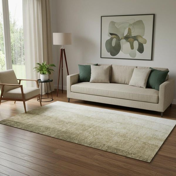 HomeRoots 5' X 8' Ombre Taupe-Beige Area Rug - Washable, UV Resistant, Stain-Repellent for Modern Homes 652757