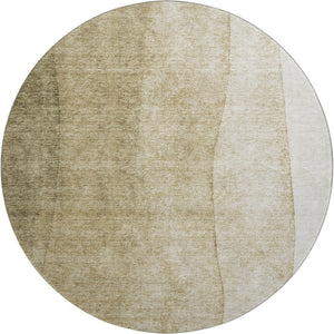HomeRoots 8' Taupe and Beige Ombre Round Rug – Stylish, Washable, UV-Protected with Stain Resistance for All Spaces 652758
