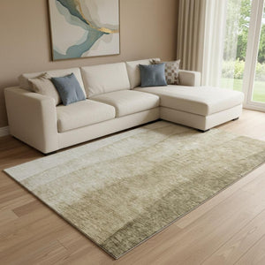 HomeRoots 9' X 12' Taupe Beige Ombre Area Rug – Soft, Stain-Resistant, UV-Protected for Modern Homes 652760