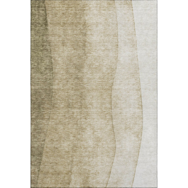 HomeRoots 9' X 12' Taupe Beige Ombre Area Rug – Soft, Stain-Resistant, UV-Protected for Modern Homes 652760