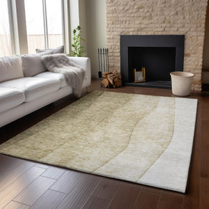 HomeRoots 9' X 12' Taupe Beige Ombre Area Rug – Soft, Stain-Resistant, UV-Protected for Modern Homes 652760