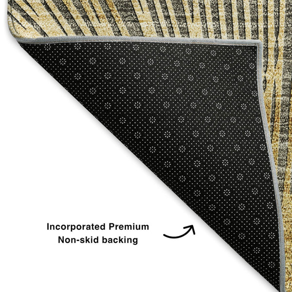 HomeRoots 9' X 12' Gray, Gold & Ivory Floral Area Rug – Washable, UV-Protected, Stylish & Durable for Any Room 652766