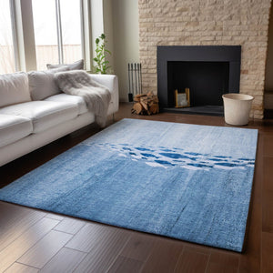 HomeRoots 5' X 8' Blue And Ivory Nautical Area Rug - Washable, Stain-Resistant, UV Protected for Coastal Charm 652769