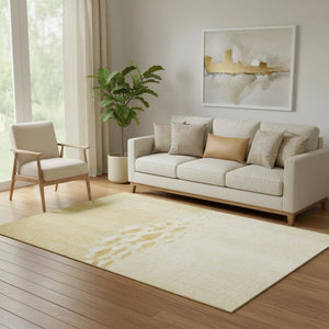 HomeRoots 5' X 8' Coastal Gold and Ivory Nautical Area Rug - Washable, UV Protected, Soft for High-Traffic Areas 652775