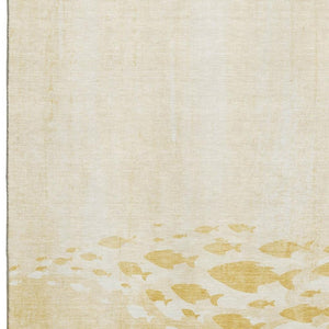 HomeRoots 8' X 10' Nautical Gold and Ivory Washable Area Rug with UV Protection - Stylish, Durable, and Soft! 652777
