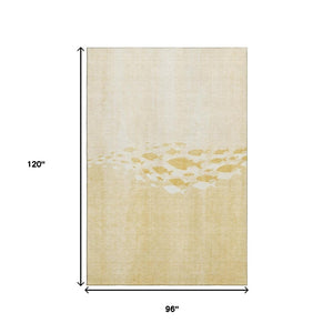HomeRoots 8' X 10' Nautical Gold and Ivory Washable Area Rug with UV Protection - Stylish, Durable, and Soft! 652777