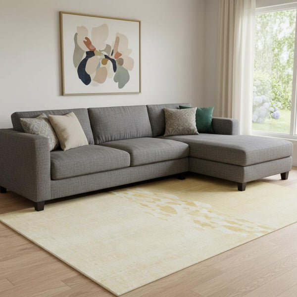HomeRoots 10' Gold and Ivory Nautical Washable Area Rug – UV Protected, Stain-Resistant, Durable Style for Homes 652779