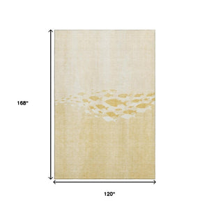 HomeRoots 10' Gold and Ivory Nautical Washable Area Rug – UV Protected, Stain-Resistant, Durable Style for Homes 652779
