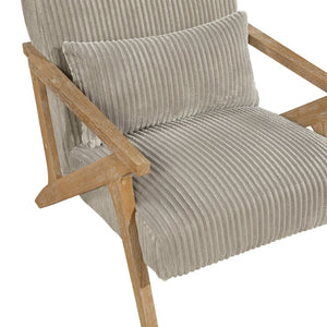 English Elm Upholstered Corduroy Accent Chair with Lumbar Pillow Rubberwood Frame Modern Sitting Room Taupe B011P455641