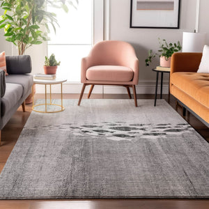 HomeRoots 10' x 14' Nautical Gray & Ivory Washable Area Rug with UV Protection for High-Traffic Spaces 652785