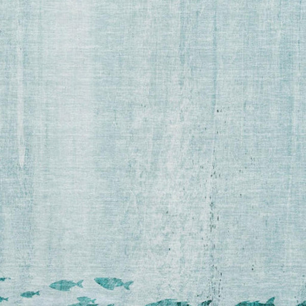 HomeRoots 9' X 12' Teal and Ivory Nautical Area Rug - Durable, Washable, UV-Protected for Coastal Charm 652790