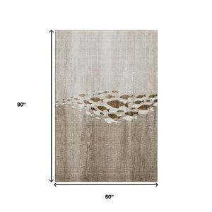 HomeRoots 5' X 8' Coastal-Inspired Taupe and Ivory Area Rug – Washable, UV-Protected, Kid & Pet-Friendly! 652793