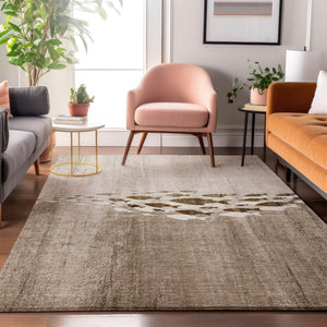 HomeRoots 5' X 8' Coastal-Inspired Taupe and Ivory Area Rug – Washable, UV-Protected, Kid & Pet-Friendly! 652793