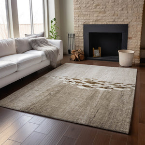 HomeRoots 5' X 8' Coastal-Inspired Taupe and Ivory Area Rug – Washable, UV-Protected, Kid & Pet-Friendly! 652793
