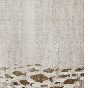 HomeRoots 5' X 8' Coastal-Inspired Taupe and Ivory Area Rug – Washable, UV-Protected, Kid & Pet-Friendly! 652793