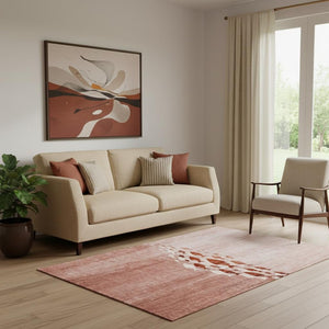 HomeRoots 5' X 8' Nautical Terra Cotta & Ivory Washable Area Rug with UV Protection for Stylish Homes 652799