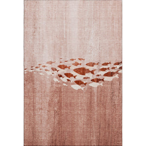 HomeRoots 5' X 8' Nautical Terra Cotta & Ivory Washable Area Rug with UV Protection for Stylish Homes 652799