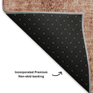 HomeRoots 5' X 8' Nautical Terra Cotta & Ivory Washable Area Rug with UV Protection for Stylish Homes 652799