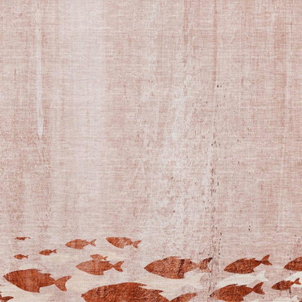 HomeRoots 5' X 8' Nautical Terra Cotta & Ivory Washable Area Rug with UV Protection for Stylish Homes 652799