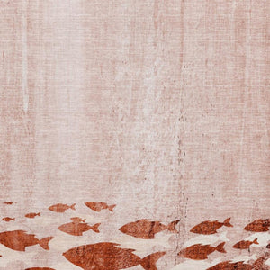 HomeRoots 9' X 12' Nautical Terra Cotta and Ivory Washable Area Rug – UV Protected, Soft, and Durable Design! 652802