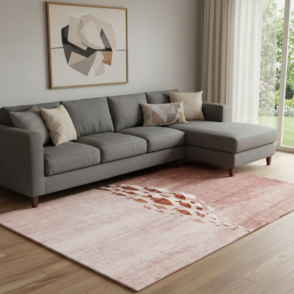 HomeRoots 10' X 14' Nautical Washable Area Rug in Terra Cotta & Ivory – UV Protected, Stain Resistant, Stylish Design 652803