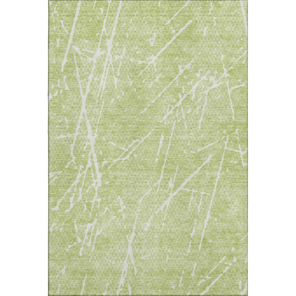 HomeRoots 5' X 8' Artichoke Green Abstract Washable Area Rug - Durable, UV-Protected, Modern Design for Any Room 652805