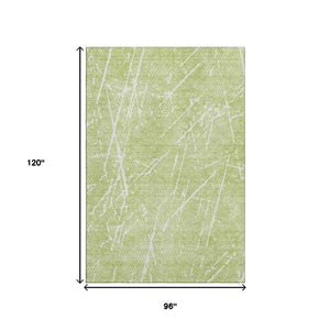 HomeRoots 8' X 10' Artichoke Green & Ivory Abstract Washable Area Rug - UV Protected, Soft & Stain Resistant! 652807