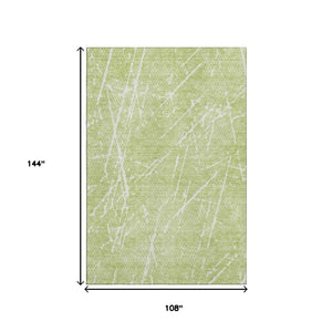 HomeRoots 9' X 12' Artichoke Green Abstract Area Rug - Washable, UV Protected, Stylish, and Stain Resistant! 652808