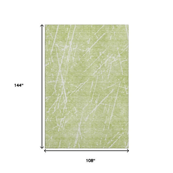 HomeRoots 9' X 12' Artichoke Green Abstract Area Rug - Washable, UV Protected, Stylish, and Stain Resistant! 652808