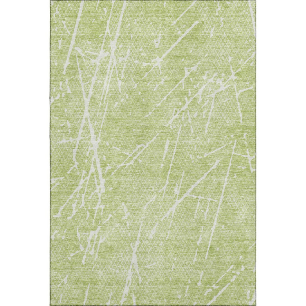 HomeRoots 10' X 14' Artichoke Green Abstract Area Rug – Washable, UV Protected & Stain Resistant for Homes 652809