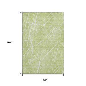 HomeRoots 10' X 14' Artichoke Green Abstract Area Rug – Washable, UV Protected & Stain Resistant for Homes 652809