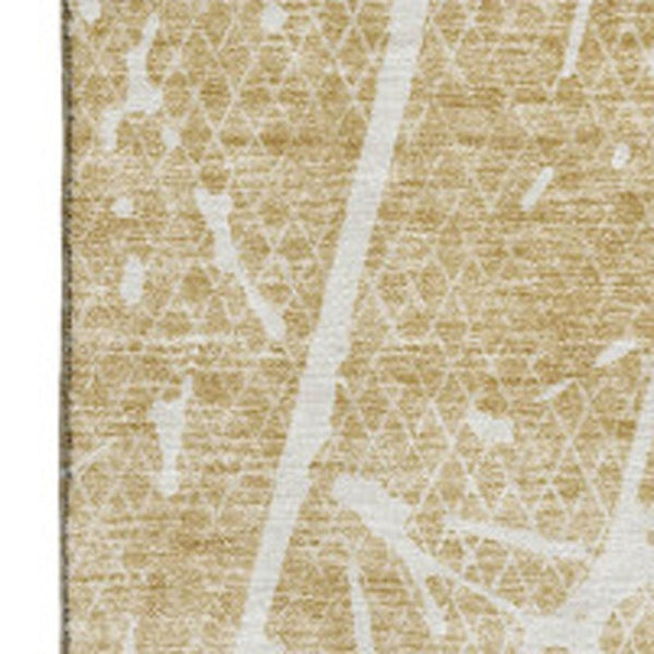 HomeRoots 5' X 8' Beige And Ivory Abstract Rug - Washable, UV-Protected, Durable Design for Modern Living Spaces 652811