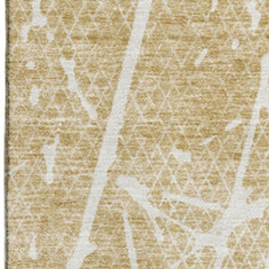 HomeRoots 5' X 8' Beige And Ivory Abstract Rug - Washable, UV-Protected, Durable Design for Modern Living Spaces 652811