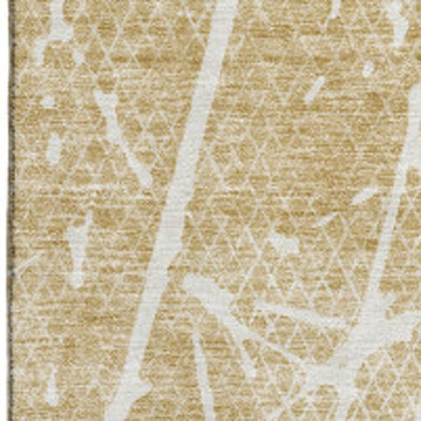 HomeRoots 5' X 8' Beige And Ivory Abstract Rug - Washable, UV-Protected, Durable Design for Modern Living Spaces 652811