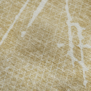 HomeRoots 5' X 8' Beige And Ivory Abstract Rug - Washable, UV-Protected, Durable Design for Modern Living Spaces 652811
