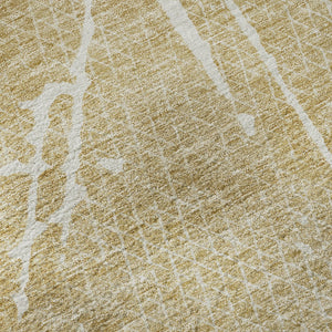 HomeRoots 8' Beige and Ivory Abstract Washable Round Rug - Durable, UV-Protected, Perfect for High-Traffic Areas! 652812