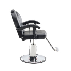 English Elm 102°-140° Heavy Duty Reclining Barber Chair with Hydraulic Pump, 360° Swivel, PU Leather, Stable Anti-Slip Base for Busy Salons and Stylists W2069P290382