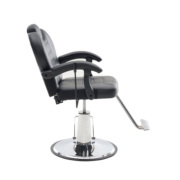 English Elm 102°-140° Heavy Duty Reclining Barber Chair with Hydraulic Pump, 360° Swivel, PU Leather, Stable Anti-Slip Base for Busy Salons and Stylists W2069P290382
