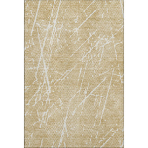 HomeRoots 8' X 10' Beige and Ivory Abstract Area Rug - Washable, UV-Protected, Modern Design for Busy Homes 652813