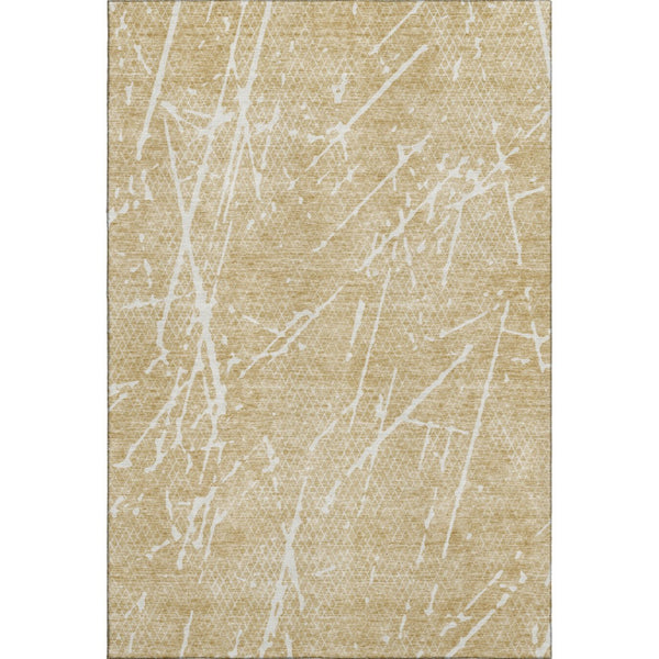 HomeRoots 8' X 10' Beige and Ivory Abstract Area Rug - Washable, UV-Protected, Modern Design for Busy Homes 652813
