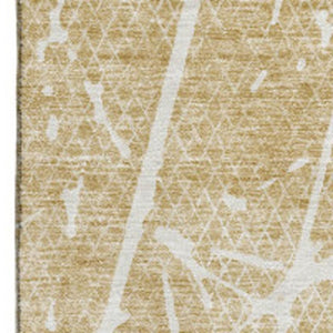 HomeRoots 8' X 10' Beige and Ivory Abstract Area Rug - Washable, UV-Protected, Modern Design for Busy Homes 652813