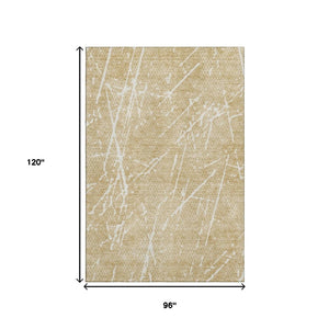 HomeRoots 8' X 10' Beige and Ivory Abstract Area Rug - Washable, UV-Protected, Modern Design for Busy Homes 652813
